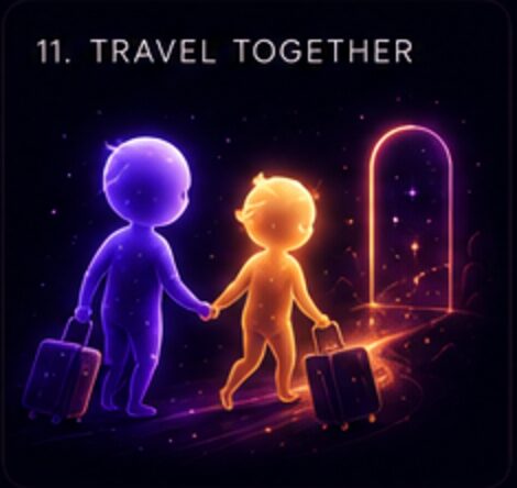 I'm here reaction — glowing figures side by side