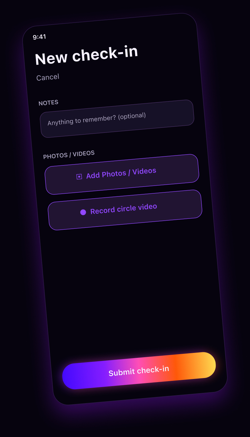 Perunika new check-in screen for uploading proof